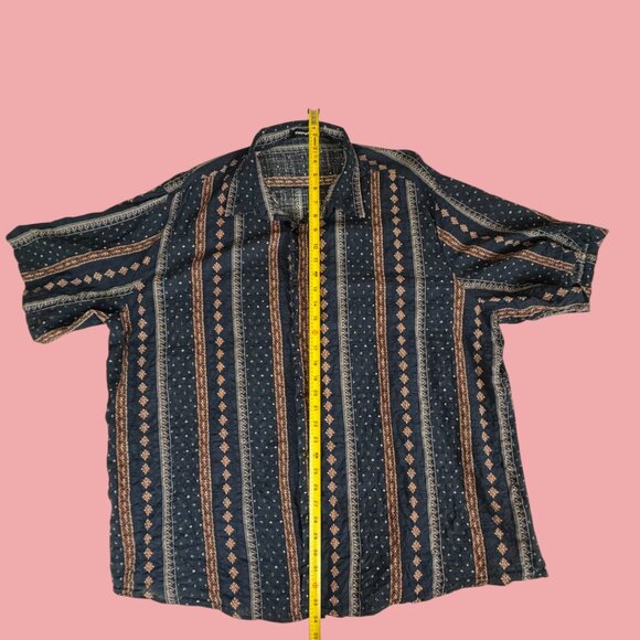 VatPave Men's 3XL Navy Blue Unique Graphic- Short Sleeve Button Up -Beautiful! - Picture 4 of 7